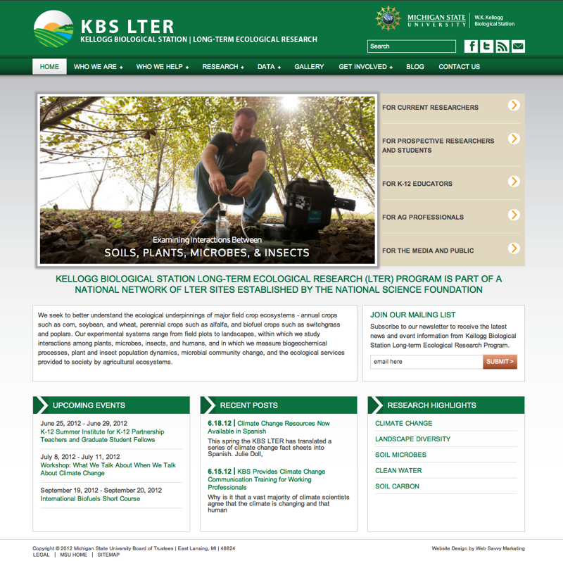 MSU KBS LTER Website - After Redesign