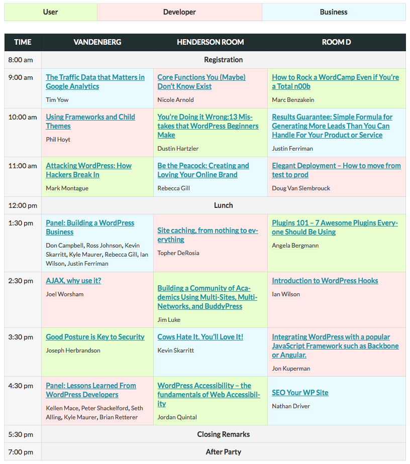 WordCamp Ann Arbor Schedule