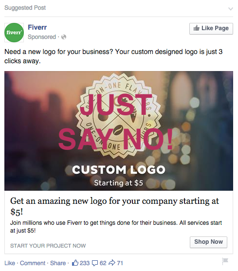 Fiverr Ad: Just Say NO!