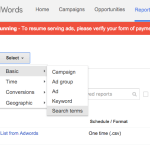 Google Adwords Report for Search Terms