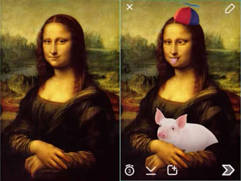 Mona Lisa Before and After Snapchat