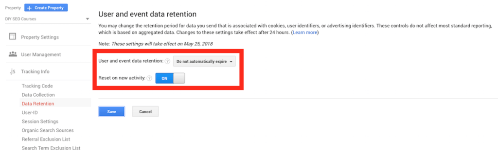 Data Retention Settings